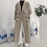 new autumn womens trench nordic double faced cashmere coat female korean design loose double breasted long sleeved woolen coats