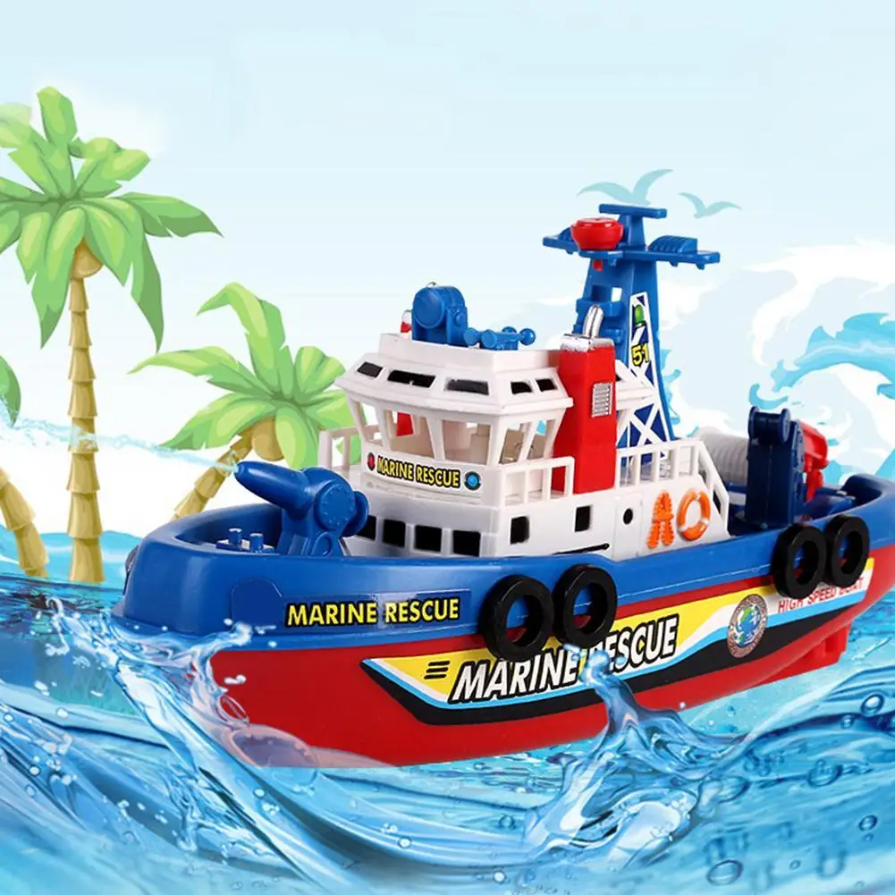

Fire Boat And Light Will Spray Water Children's Model Toys Electric R5D1