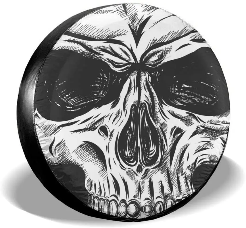 

Gothic Dead Skull Face Spare Tire Cover Waterproof Dust-Proof UV Sun Wheel Tire Cover Fit for Jeep,Trailer, 16 Inch
