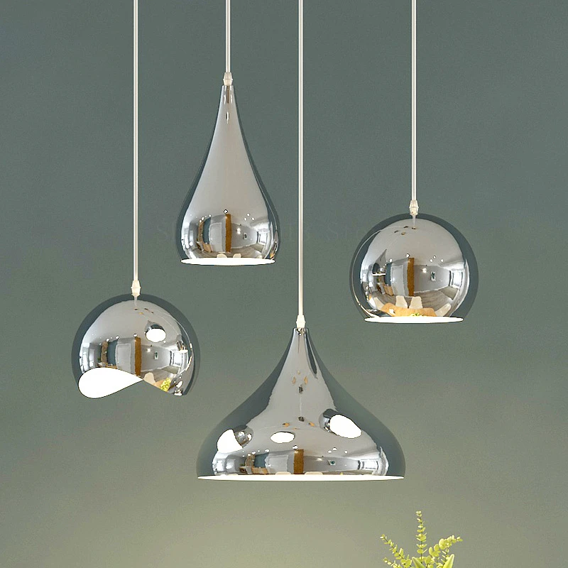 

Nordic LED Pendant Lights American Style Iron Silvery Ceiling Chandelier Lighting for Living Room Decoration Pendant Lamp