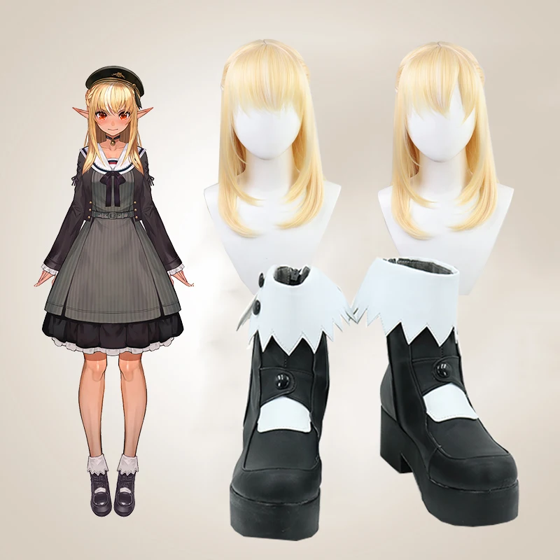 

Унисекс аниме VTuber Shiranui расклешенные сапоги с париком для девочек Youtuber Косплей светлые плетеные прямые Термостойкие волосы обувь на заказ