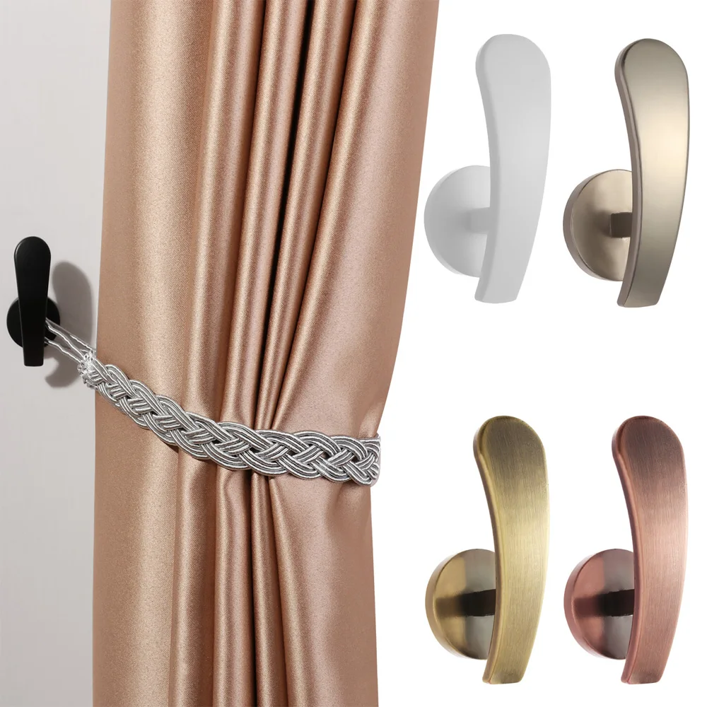 

2pcs Wall Mounted Metal Curtain Hooks Holdback Decorative Drapery Curtain Hanger