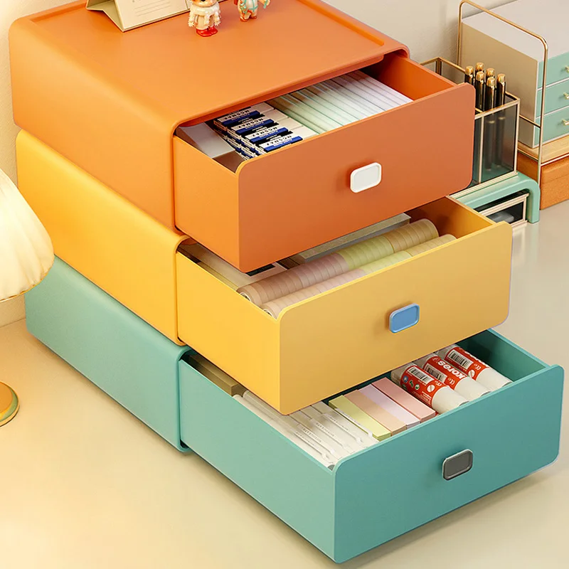 colorful desktop stackable organizer drawer office accessories storage box makeup plastic storage container bathroom storage free global shipping