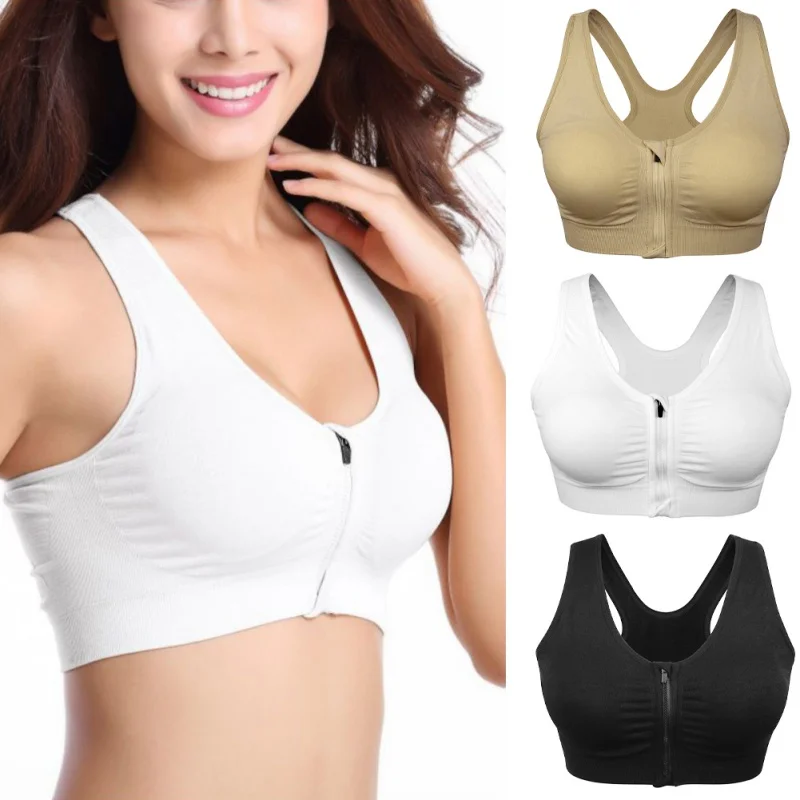 

Front Zipper Sports Bras Fitness Gym Yoga Workout Bra Sports Bra Top Women Breathable Wirefree Padded Push Up Sports Top