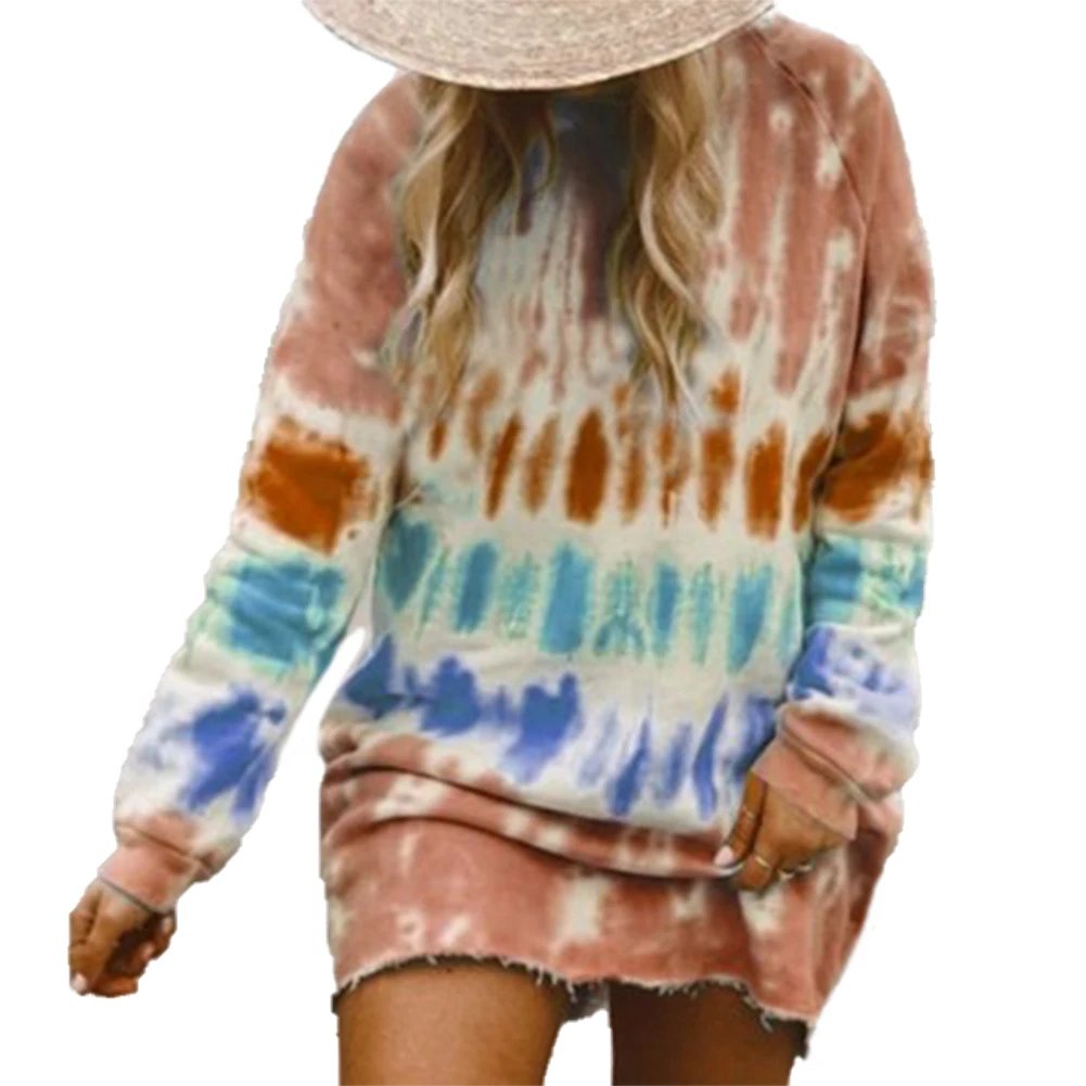 

Elegant Women Shirt Dress Long Sleeve Clothes Dye Print Dresses Casual Loose Party Clothes Ladies Clothes Womens Dresses