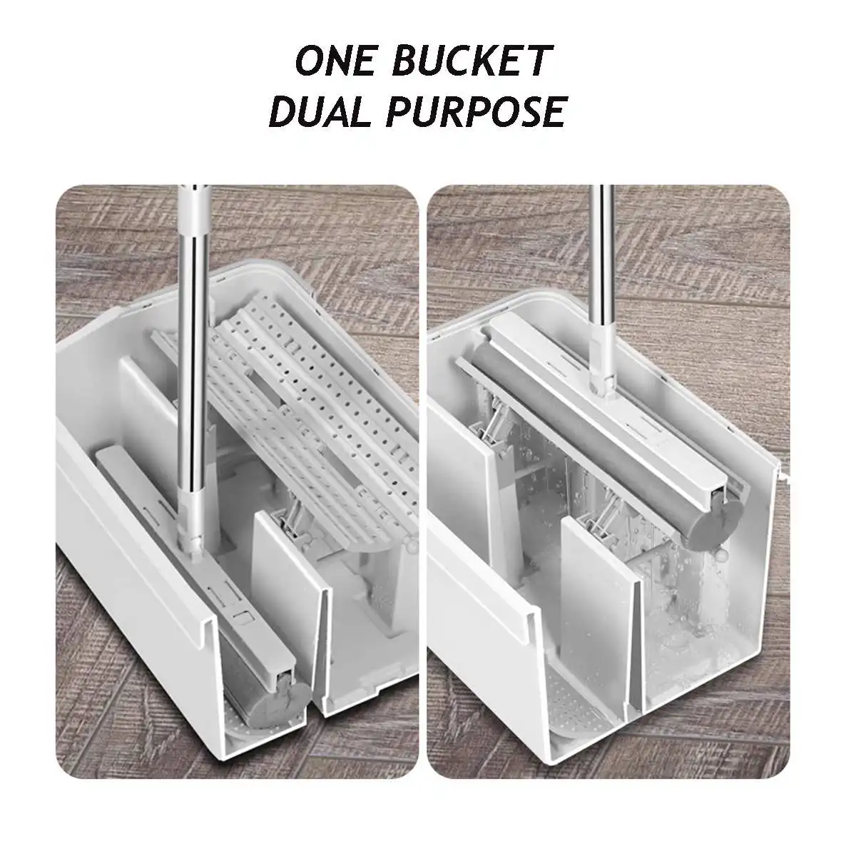 

Squeeze Mop And Bucket Set Stainless Steel Free Wringing Handheld Floor Cleaning Mop Tools Rotating Wet Dry Lazy Mops Cleaner