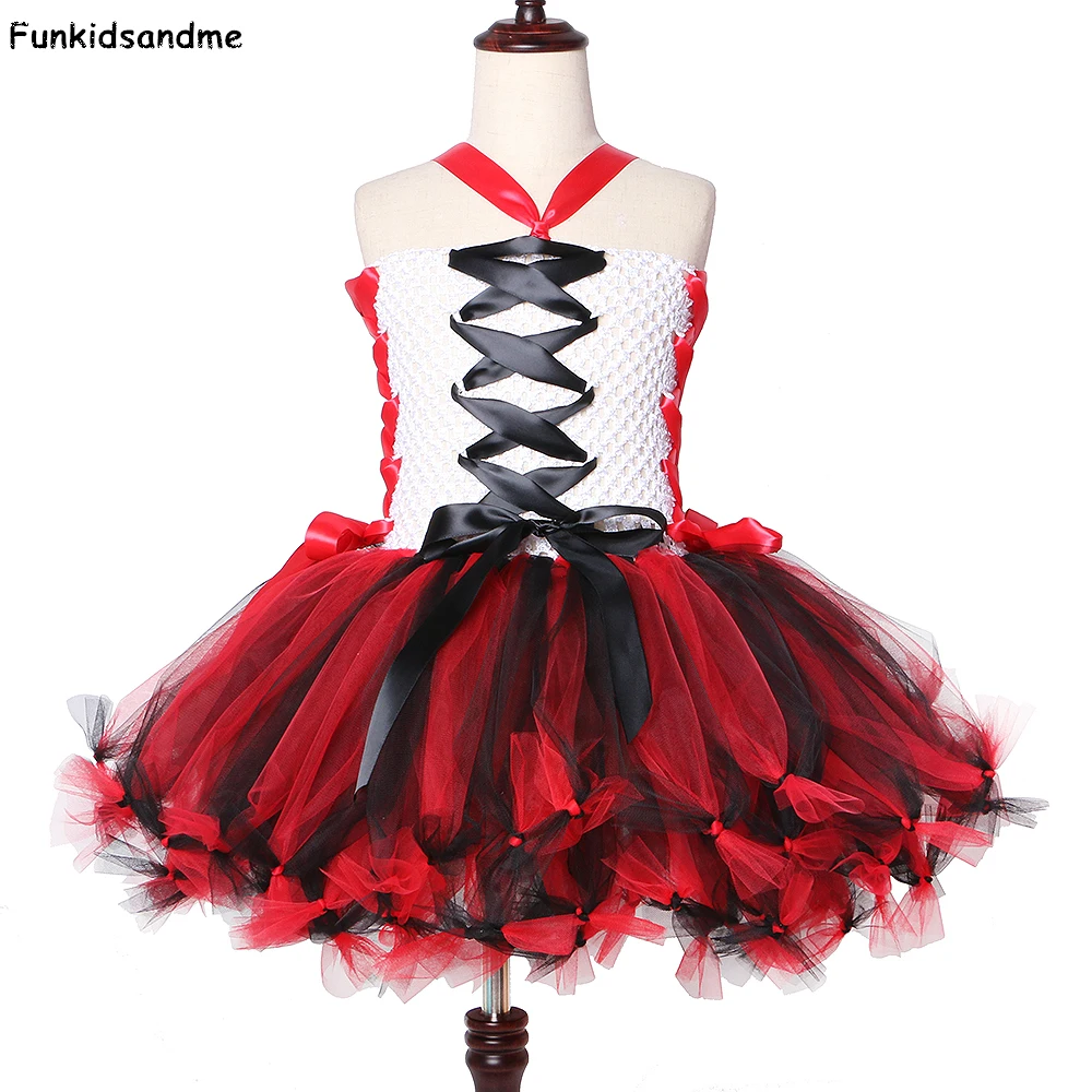 

Vampire Zombie Girls Tutu Dress White and Black Red Halloween Costumes for Girls Kids Scary Monster Theme Carnival Party Dresses