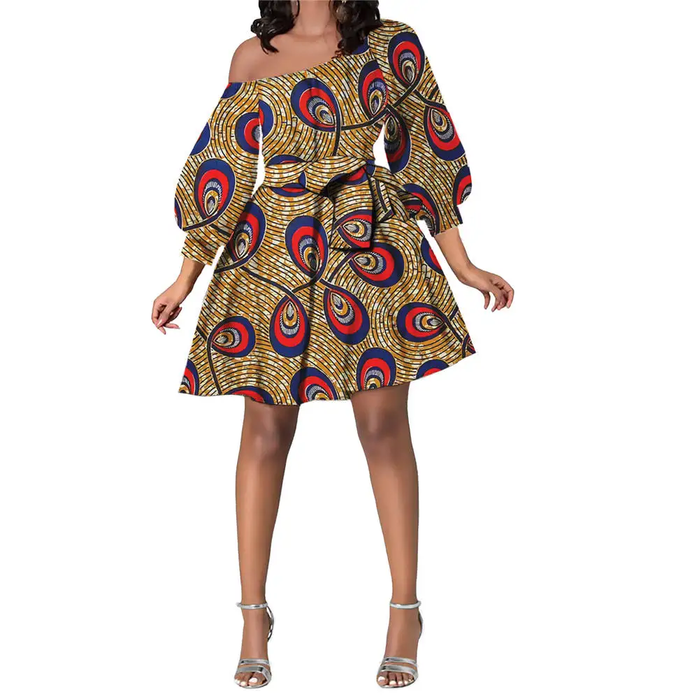 

Полинезийское Платье с принтом этнических элементов и длинным рукавом