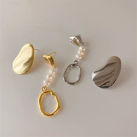 asymmetric metal freshwater pearl earrings fashionable sweet elegant geometric earrings woman party wedding accessories