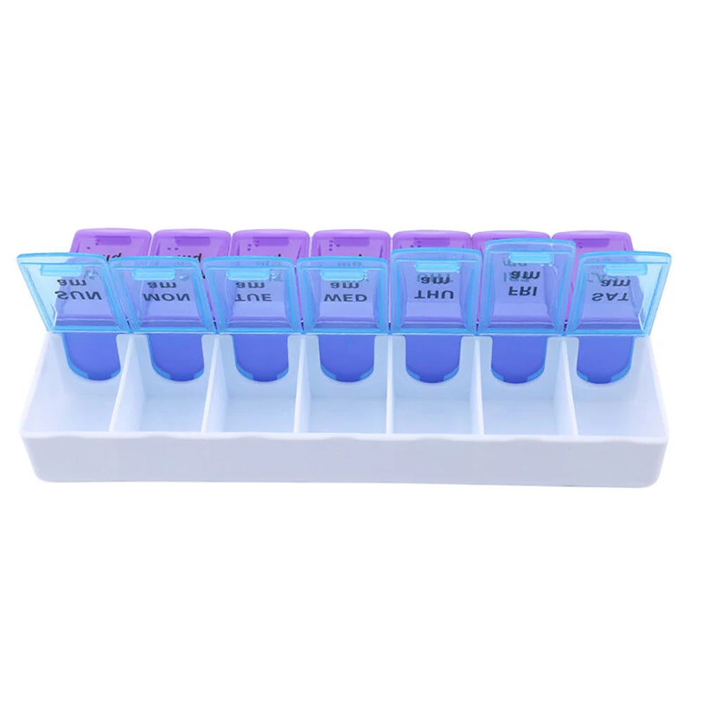 Weekly 7 Days Pill Medicine Box Holder Storage Organizer Container Case 14 grid Double Row AM PM Plastic Splitters | Дом и сад