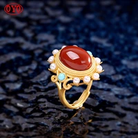 s925 silver jewelry gold plated ladies open southern red ring new product