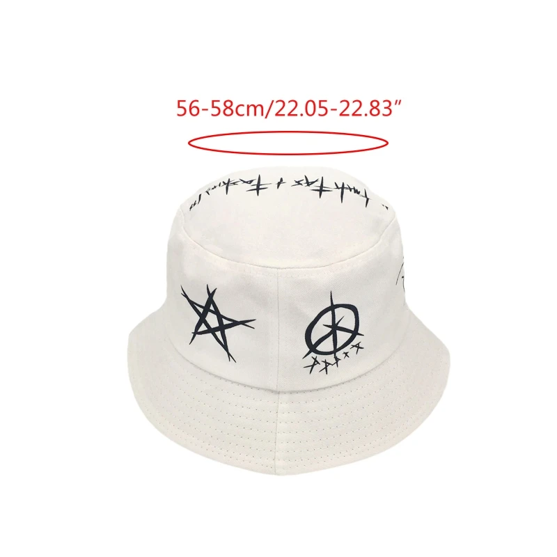 

Unisex Black White Graffiti Letters Bucket Hat Ulzzang Hip Hop Fisherman Cap