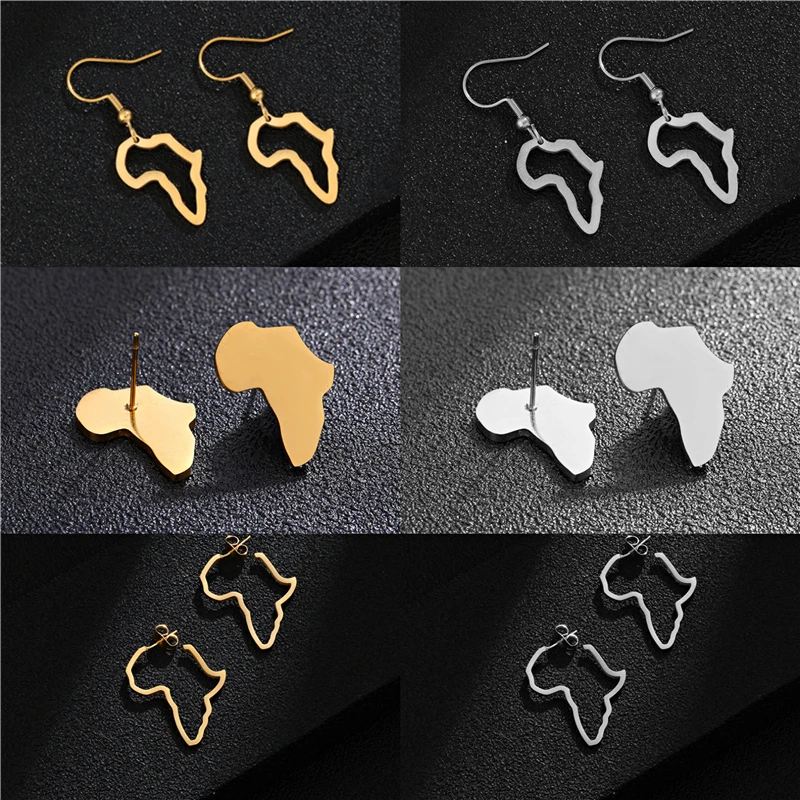 

1Pair African Map Stud Earring Mini Africa Nigeria Ornaments Traditional Ethnic Ethiopian Hyperbole earrings Gift for women