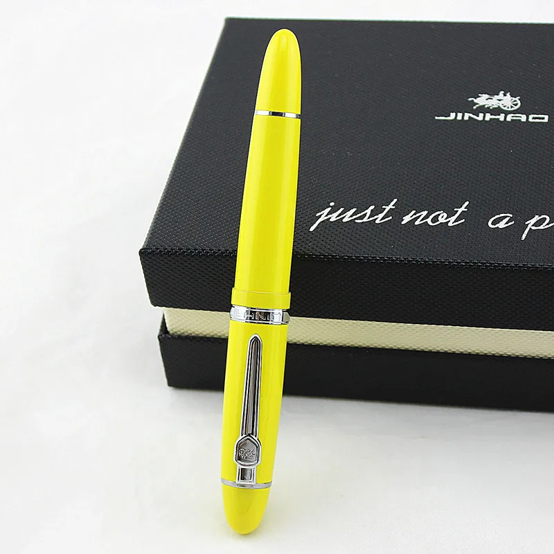 Jinhao 159 Роскошная желтая и серебряная шариковая ручка с зажимом бархатной сумкой