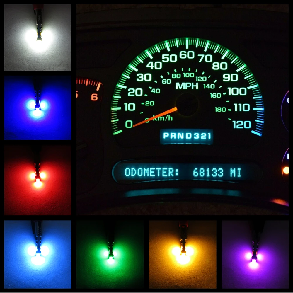 10PCS T5 Led W3W Meter Bulb Instrument Dash Lights 73 74 17 27 Auto Interior Neo Wedge Dashboard Dash Side Lamp Signal Bulb images - 6