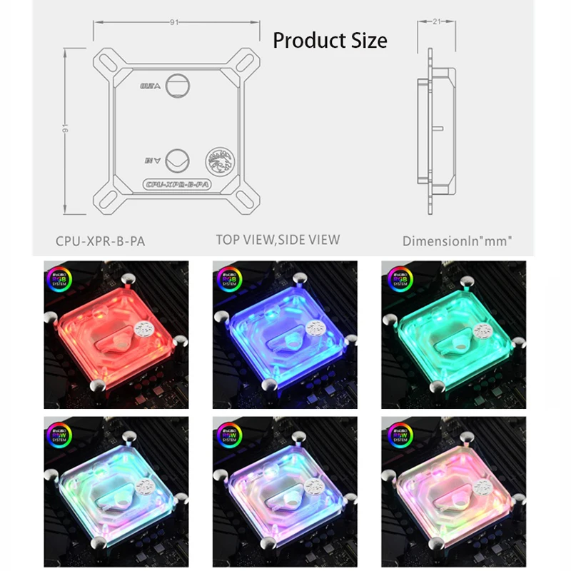 Bykski cpu водоблок используется для INTEL LGA1150 1151 1155 1156 2011X99 прозрачный RGB поддержка 5 в 3PIN GND разъем к материнской плате