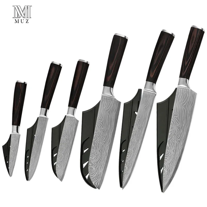 Набор ножей из нержавеющей стали Santoku 8 дюймов поварские ножи с оболочкой