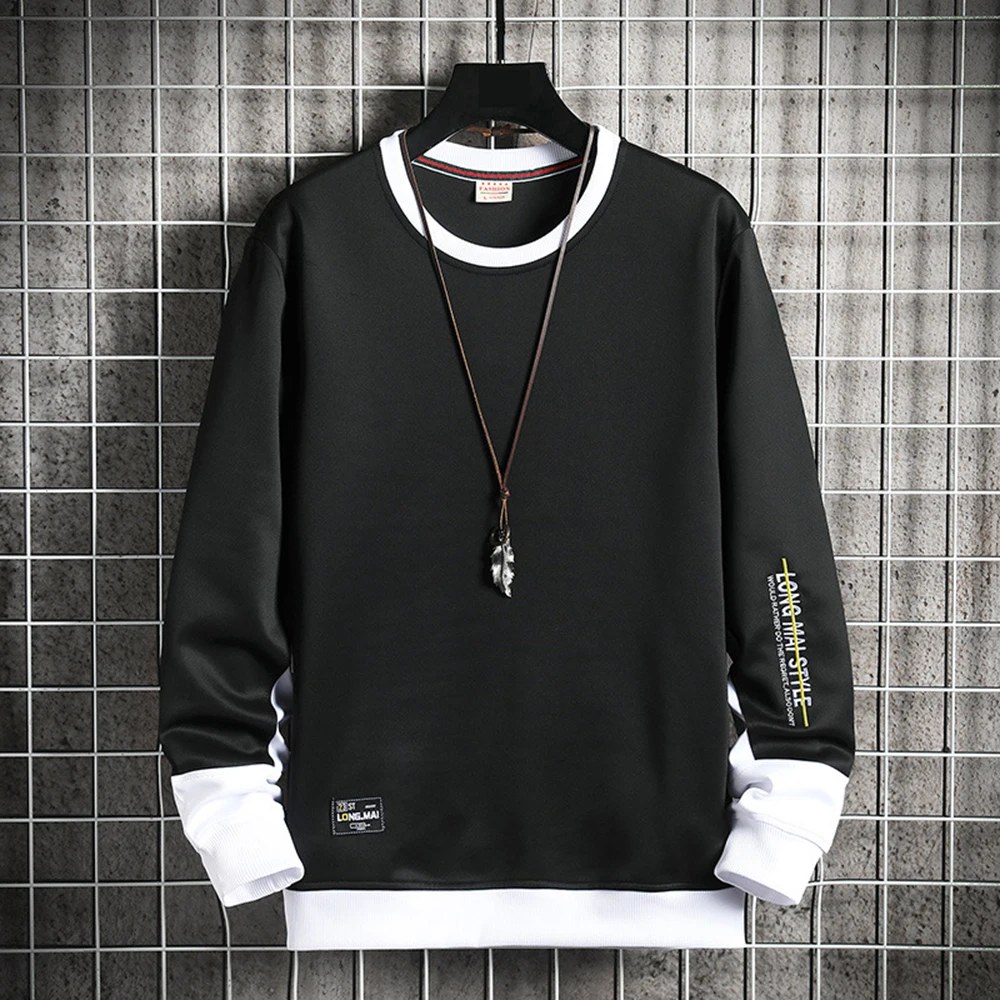 

Men Casual Crewneck Sweatshirts Hoodie Long Sleeve Man Oversize Tops Fashion Harajuku Style Male Sweatshirt Hip Hop streetwear
