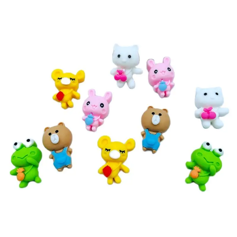 

40 шт. новые милые полимерные мини Мультяшные животные плоская спина, Кабошон Скрапбукинг Kawaii DIY украшения аксессуары C42