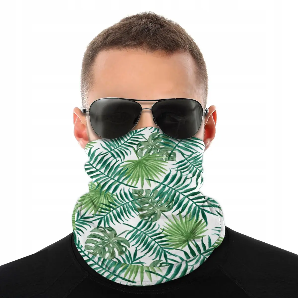 

Tropical Green Palm Leaves Scarf Half Face Mask Men Women Tube Scarf Tubular Bandana Multi-functional Headwear Biking Hiking