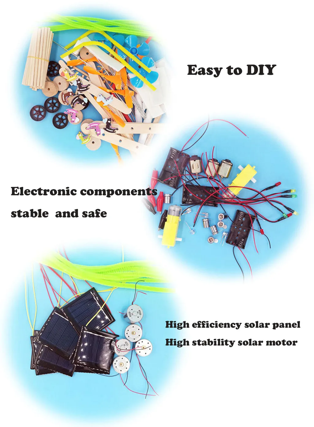 DIY Toy Solar Fan Power Generator DC Motor Mini Panel Science Education Model Kit Kids Developmental Toys |