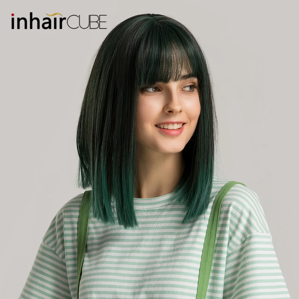 Женский синтетический полупарик Inhaircube средний с челкой прямой натуральный
