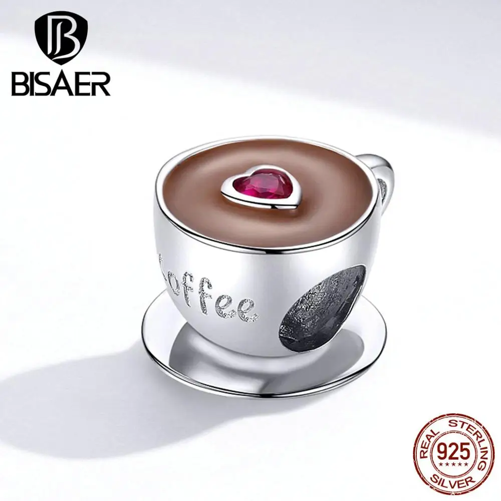 BISAER 925 пробы Серебряный мир путешествия камера кофе чашки бусины в виде автомобилей подходят браслет Шарм серебро 925 ювелирные изделия подарок