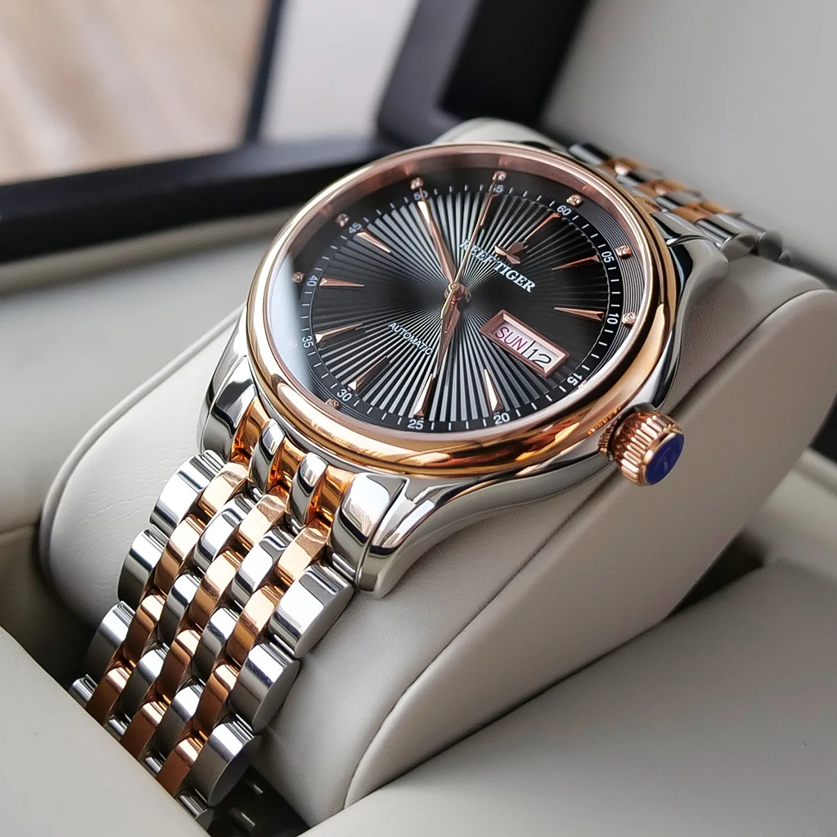 Мужские наручные часы Reef Tiger/RT полностью из нержавеющей стали классические с