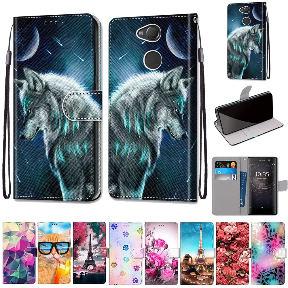 Кожаный чехол для Sony Xperia XA2 Plus XA1 XA 10 L2 L3 с откидной крышкой и бумажником Магнитный