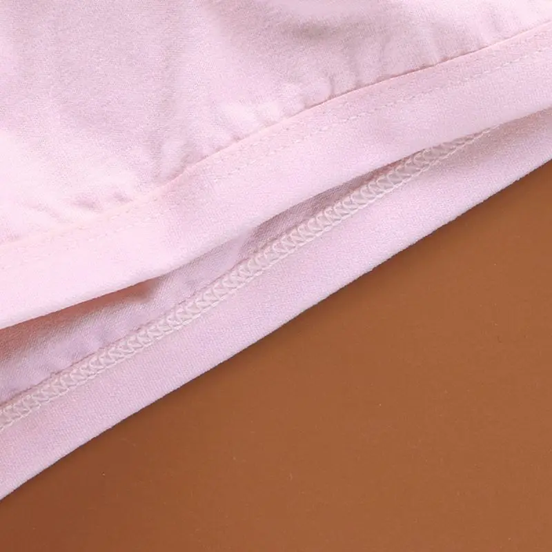 

Teenage Puberty Girls Solid Color Double Layer Underwear Bra Spaghetti Strap Cute Cartoon Rabbit Bralette Summer Basic Crop Top