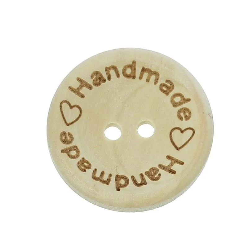 100pcs/pack 15/20mm High Quality Hand Made With Love Sewing Wood Button Round Decorative Craft Buttons Clothing Supplies | Дом и сад