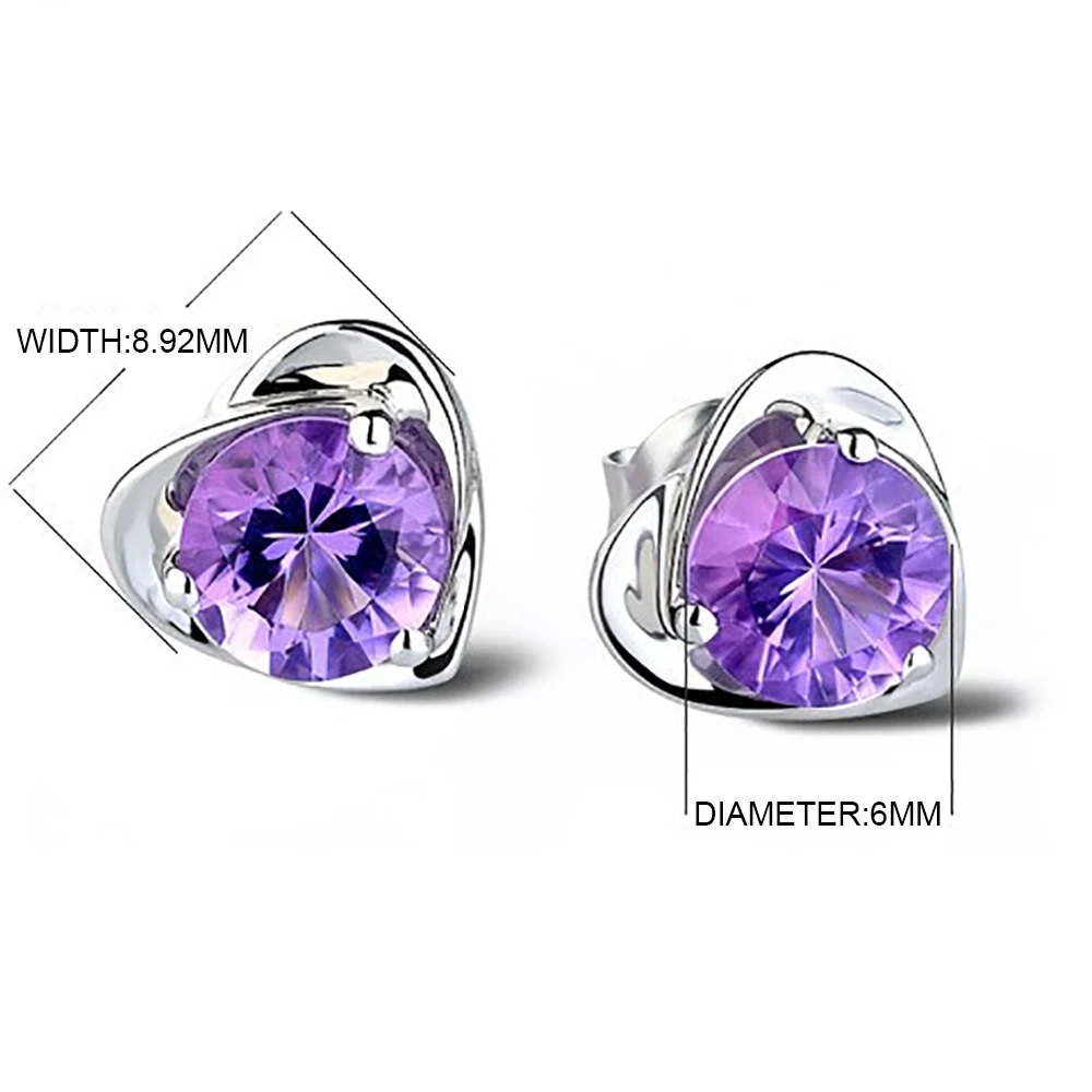 Трендовые Кристальные серьги-гвоздики 2020 новые фиолетовые в форме сердца со