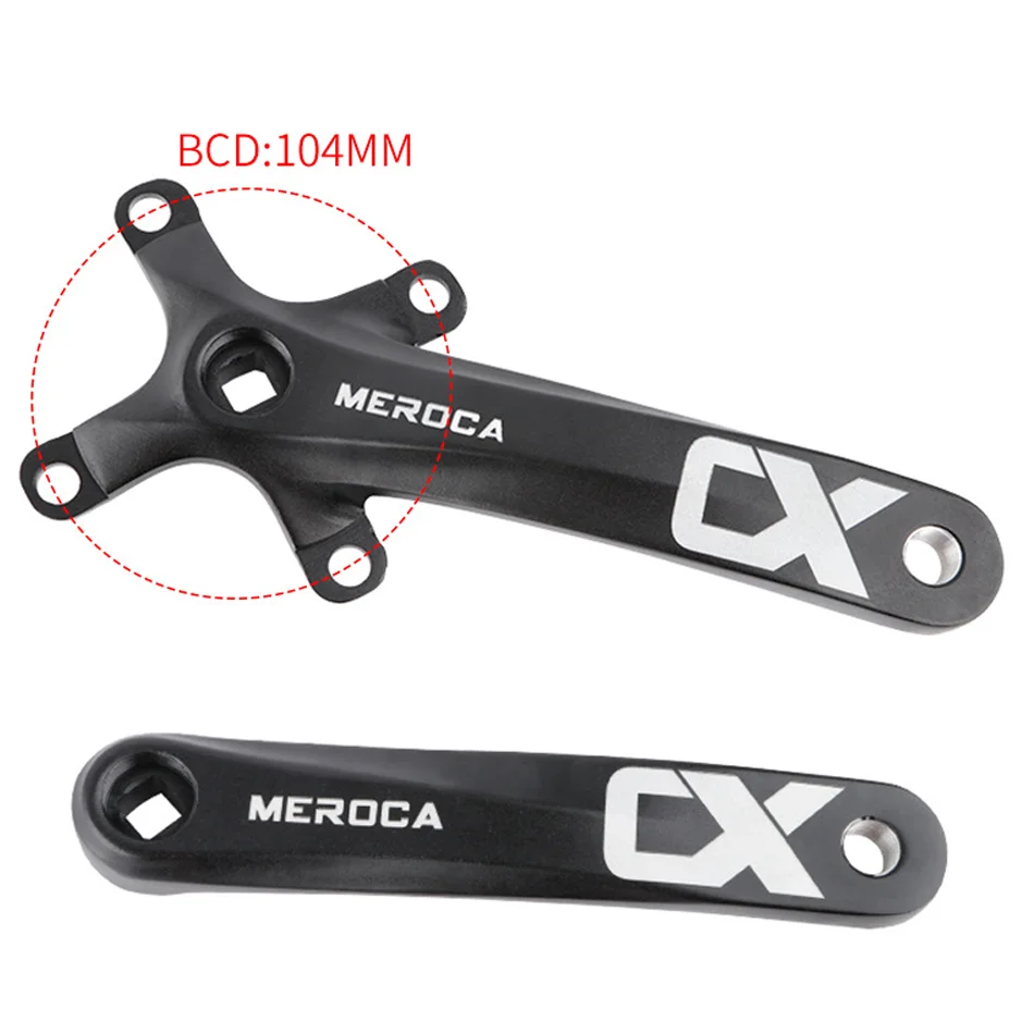 MEROCA Bicycle Crank Chainwheel 104BCD MTB Bike Crankset Aluminum Alloy with Bottom 170mm Crank Black 32/34/36/38/40/42T Plate