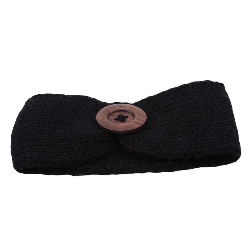 

Newborn Hair Band Winter Warm Button Headband Crochet Knitted Headwear Kids Hairband