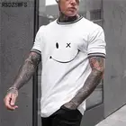 Летняя новая модная трендовая Мужская Повседневная футболка с 3d принтом смайлика Мужская футболка с коротким рукавом и круглым вырезом