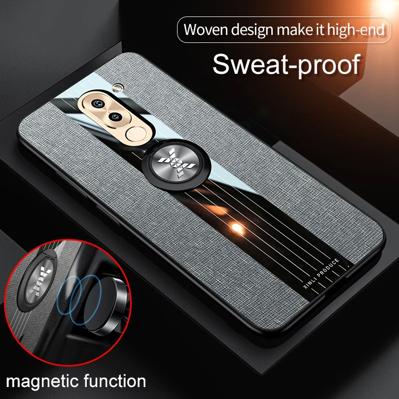 Luxury Cloth Back Cover for Huawei Honor 6X GR5 2017mate 9 Lite Phone Cases Ring Holder Stand Shockproof Armor Honor6X Mate9Lite | Мобильные