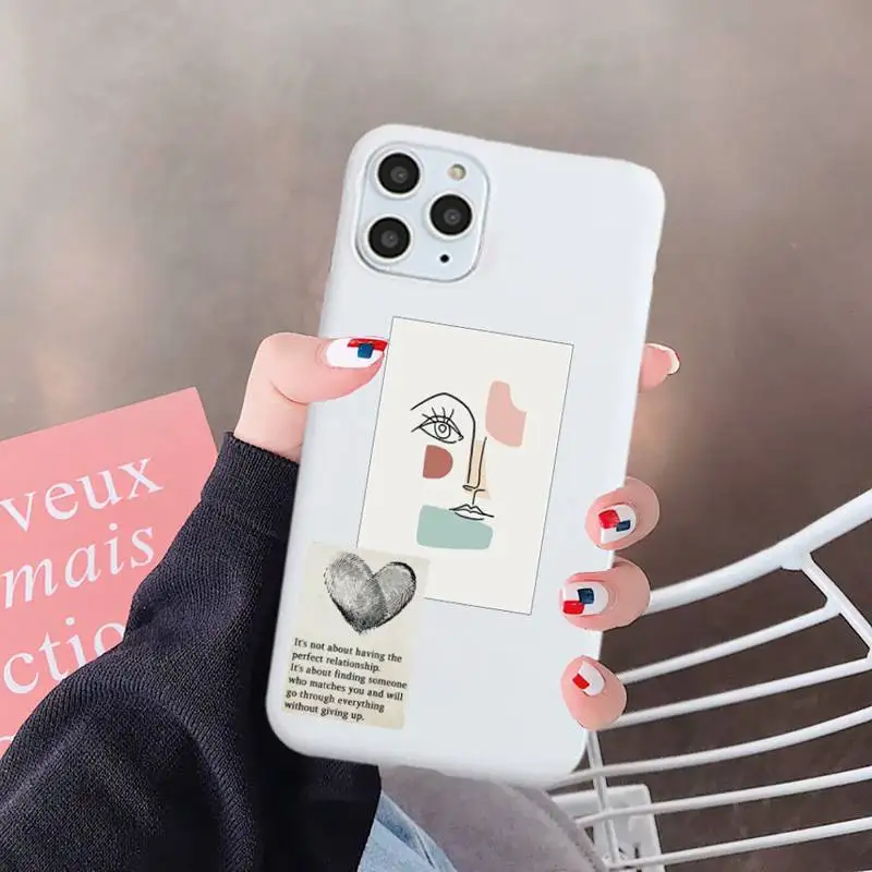 

Artistic Face Letter Aesthetic art Phone Case Candy Color for iPhone 6 7 8 11 12 s mini pro X XS XR MAX Plus
