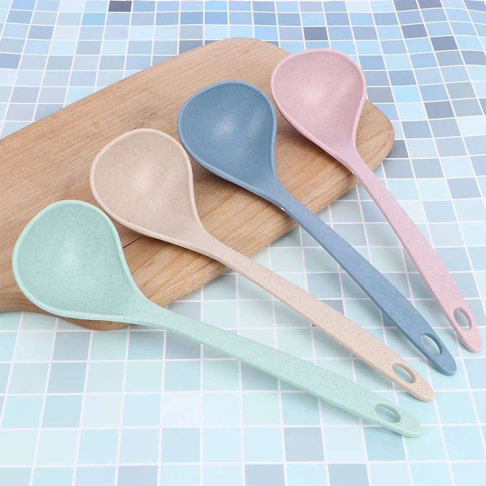 Посуда пшеничная соломенная ложка для риса 4 цвета с длинной ручкой суповая еды