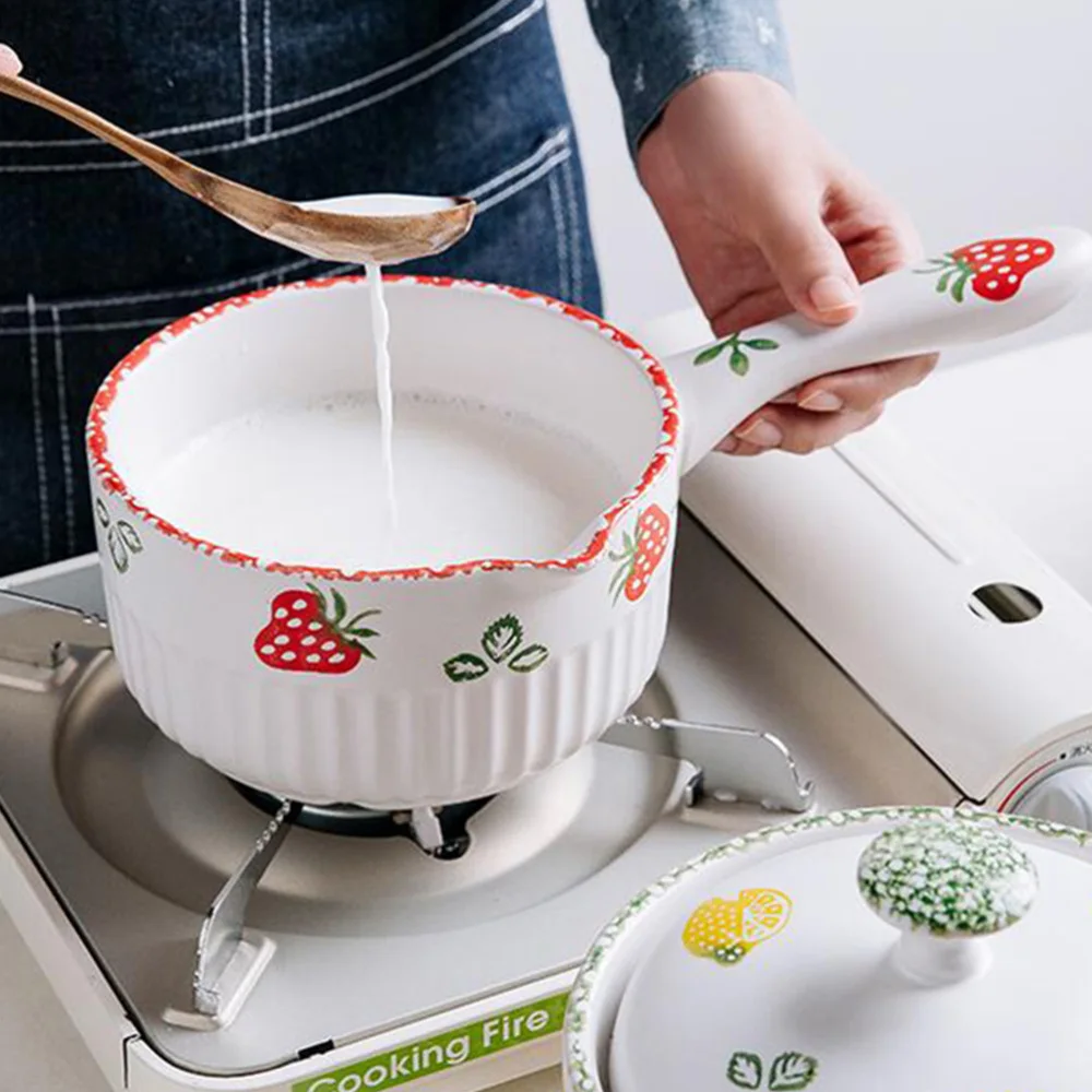 

1pc 1.2L Ceramic Soup Sauce Pan Home Cooking Pot Heat-resistant Baby Food Pot