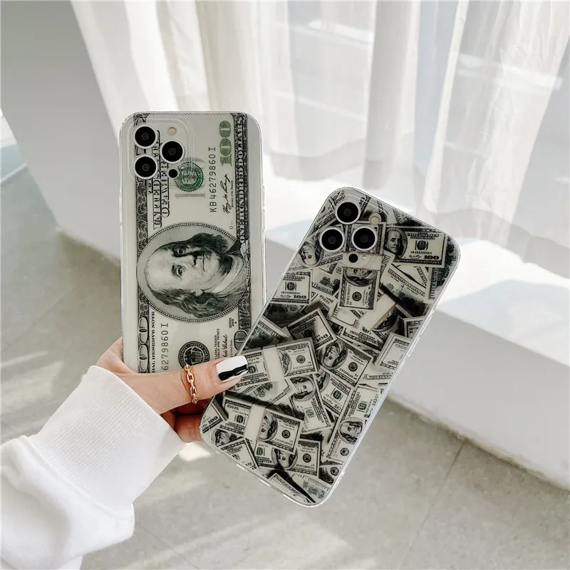 US Dollar Money Phone Cases For iPhone 12 Mini 11 Pro XS MAX XR X 8 7 Plus SE 2020 12Pro Fashion Straight Edge Soft TPU Cover