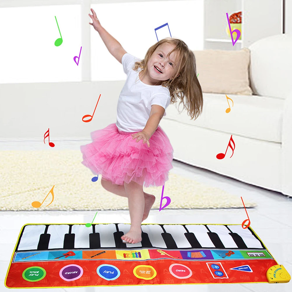 

148 * 60cm/ 58 * 24in Musical Mat Foldable Piano Mat Kids Keyboard Electronic Music Carpet Touch Play Learning Singing Blanket