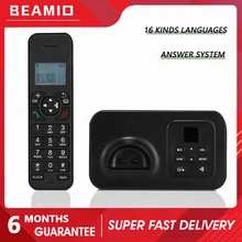 Beamio Digital Telephone Answer System 16 Kinds Language Cordless Phone With Call ID LCD Screen For Home Office Desktop Black