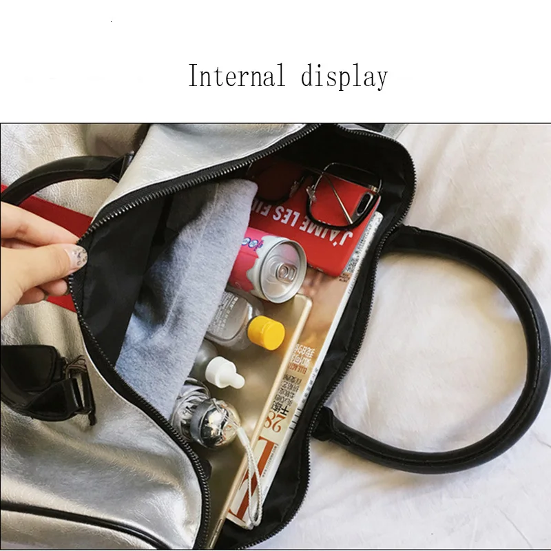 Серебряная спортивная сумка Дамский багаж в дорожные сумки женская с меткой