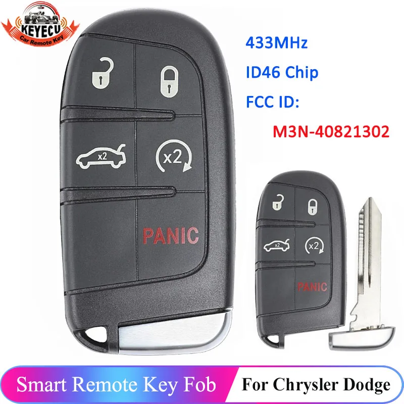 KEYECU 433MHz ID46 Chip M3N-40821302 4+1 5 Button Smart Remote Key Fob for 2011-2018 Chrysler Dodge Charger Journey Challenge | Автомобили