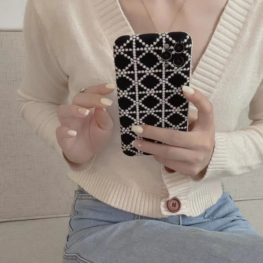 Чехол для телефона с вышивкой алмазной сеткой iPhone 13 11 12 Pro XS Max X XR SE 7 8 Plus зимняя