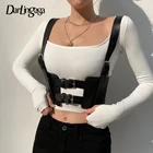 Топ Darlingaga женский из искусственной кожи, уличная одежда, Готический Темный корсет, укороченный топ без застежки, майка в стиле панк, бюстье, на лето