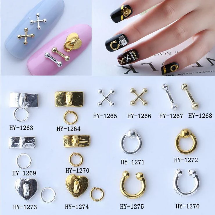10 шт./лот 3D Золотой Нейл арт шпильки разных модных формы &quotсделай сам&quot с