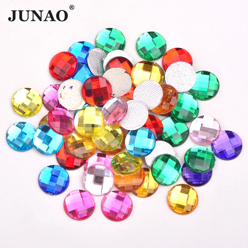 

JUNAO 10mm Mix Color Hotfix Rhinestone Applique Iron On Transfer Crystal Stones Flatback Round Strass Crafts For Dress 100pcs