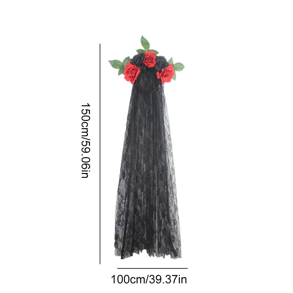 Headband Rose Floral Crown Veil Halloween Costume Party For Cosplay Hair Accessories | Дом и сад