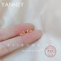 yanney silver color angel wings stud earrings fashion women girls simple hollow ornaments birthday christmas gifts
